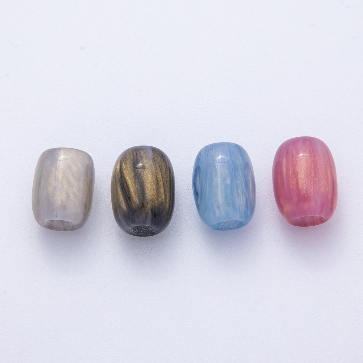 15.5mm Black, Red, Blue, Black Glitter Acrylic Resin Oblong Bead Set ( 10 pcs ) | B614 B617