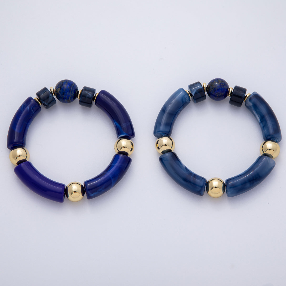 6mm Blue Lapis Lazuli, Kyanite Gemstone Bead Stretch Bracelet | WA-3969 WA-3970