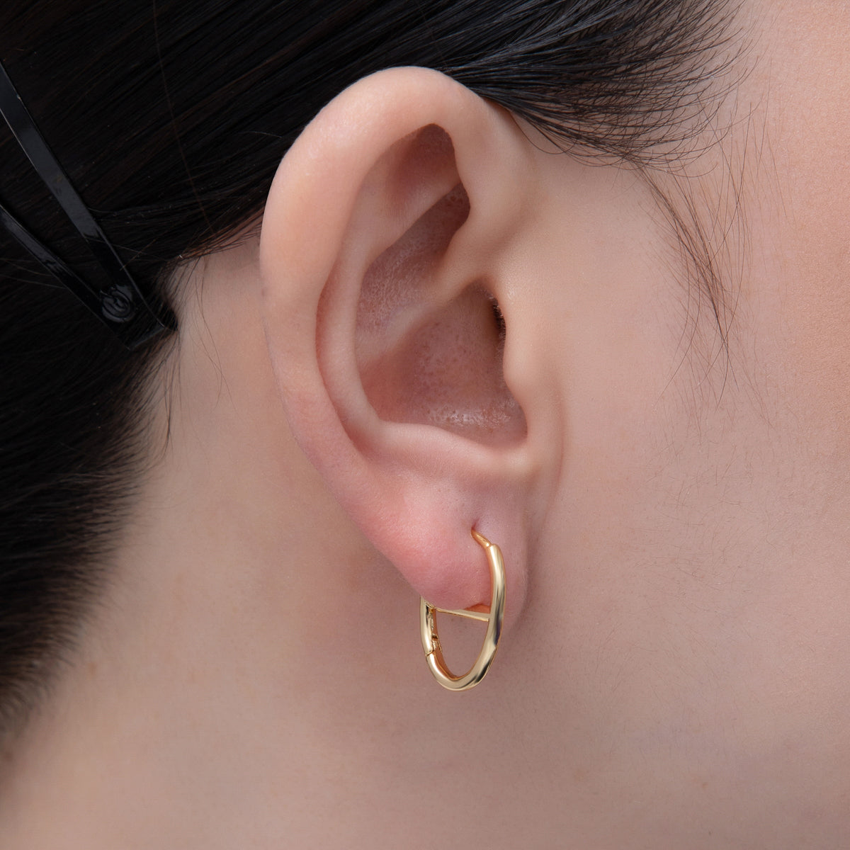 18K Gold Filled 18.3mm Minimalist Geometric Anchor Link Hoop Earrings | Q329