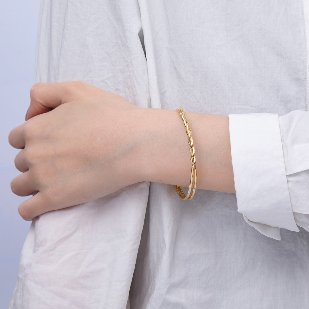 14K Gold Filled Double Twisted Knot Band Cuff Bracelet | WA-4080