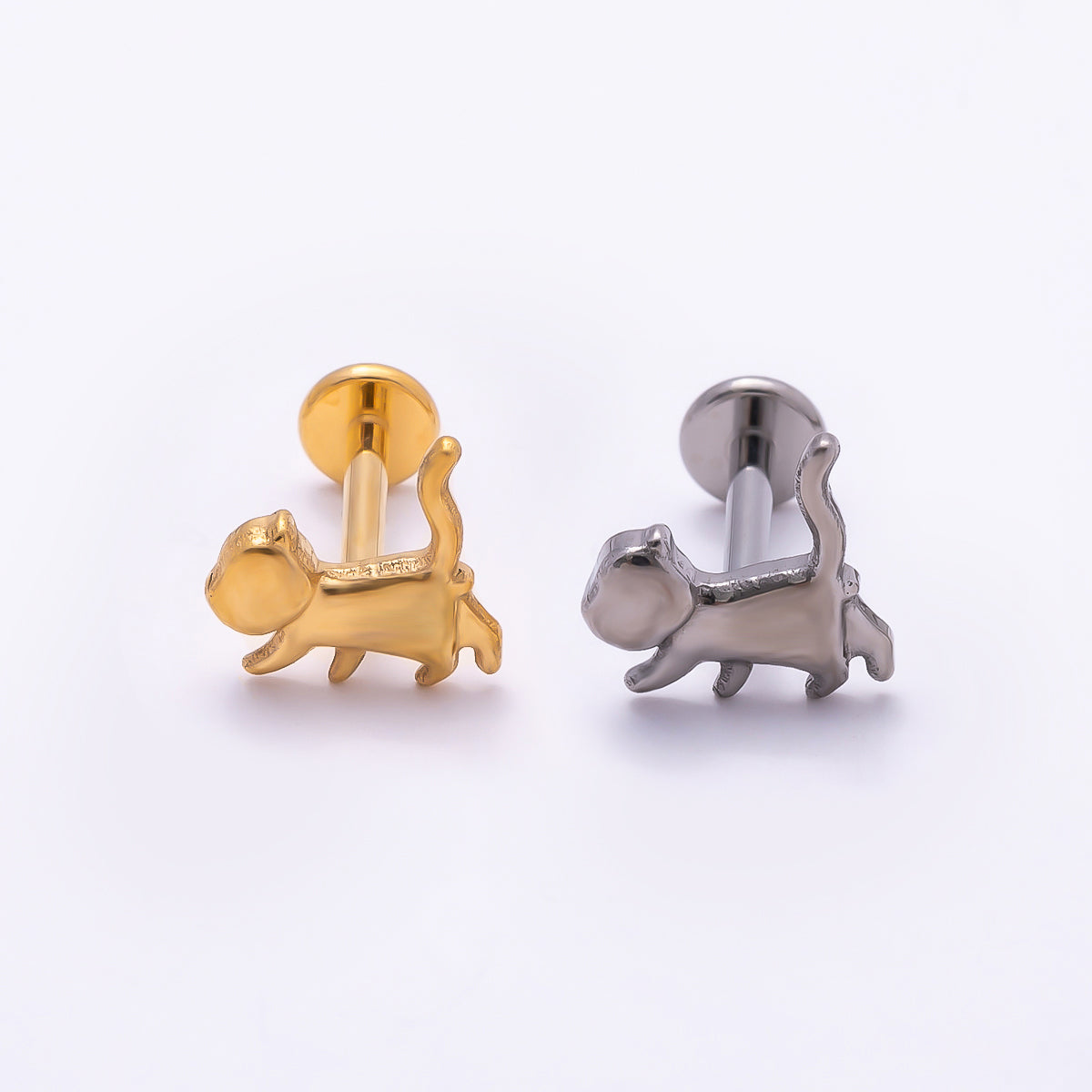 Titanium 8mm Pet Minimalist Cartilage Piercing Flat Back Stud in Gold & Silver | Findings-00281 Findings-00282