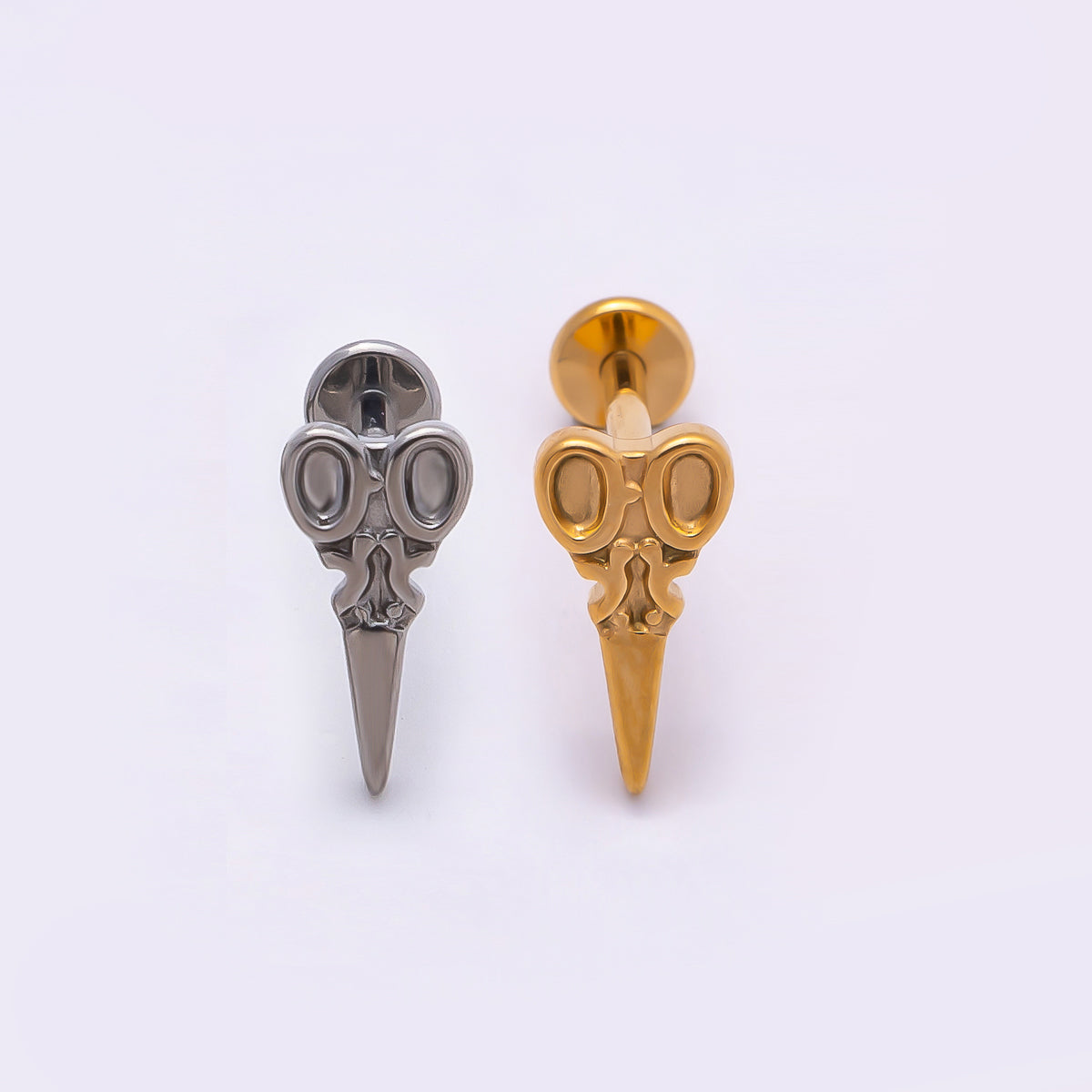 Stainless Steel 10mm Hair Scissors Single Cartilage Piercing Flat Back Stud in Gold & Silver | Findings-00220 Findings-00221