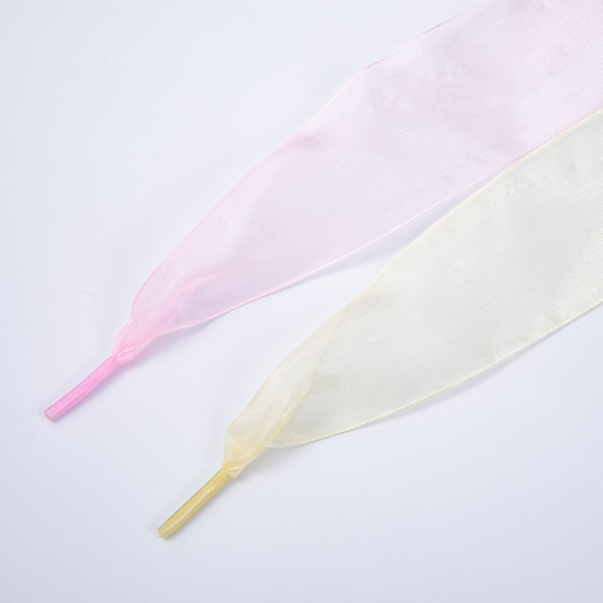 Yellow, Pink Sheer Chiffon Fabric Ribbon Shoelaces | WB00300 - WB00301
