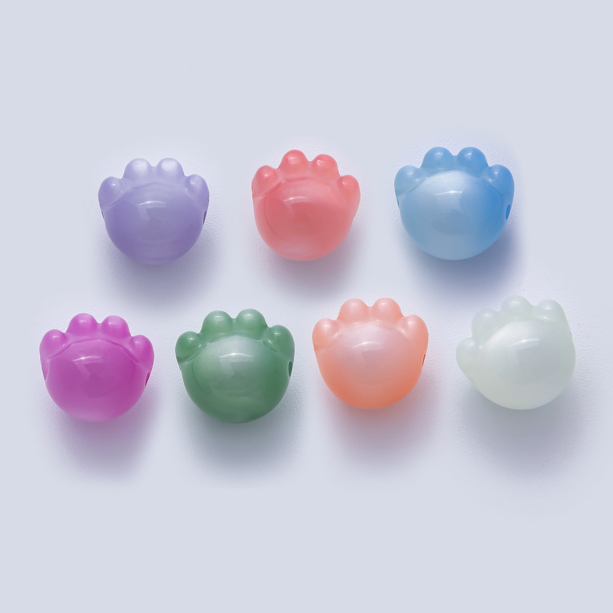 15mm Resin Blue, White, Green, Fuchsia, Pink, Purple, Red Paw Print Pet Animal Bead | B663 - B673