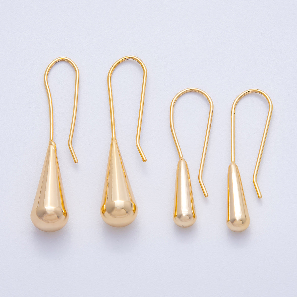 18K Gold Filled 40mm Minimalist Teardrop Fish Hook Drop Earrings | Earrings-00164