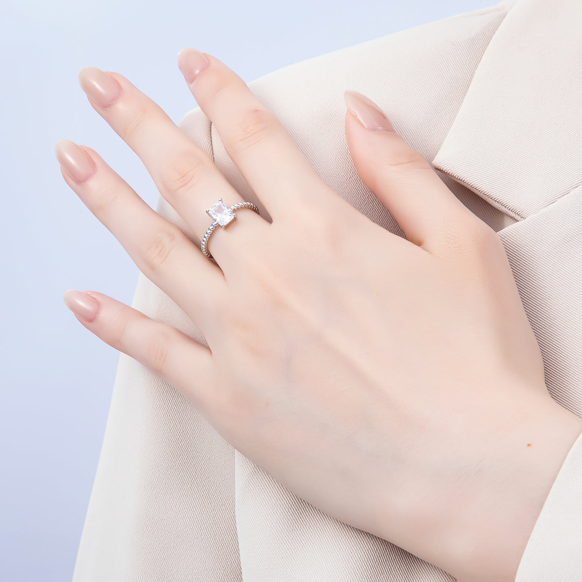16K Gold Filled Clear Baguette CZ Croissant Adjustable Ring in Gold & Silver | Rings-00143 Rings-00144