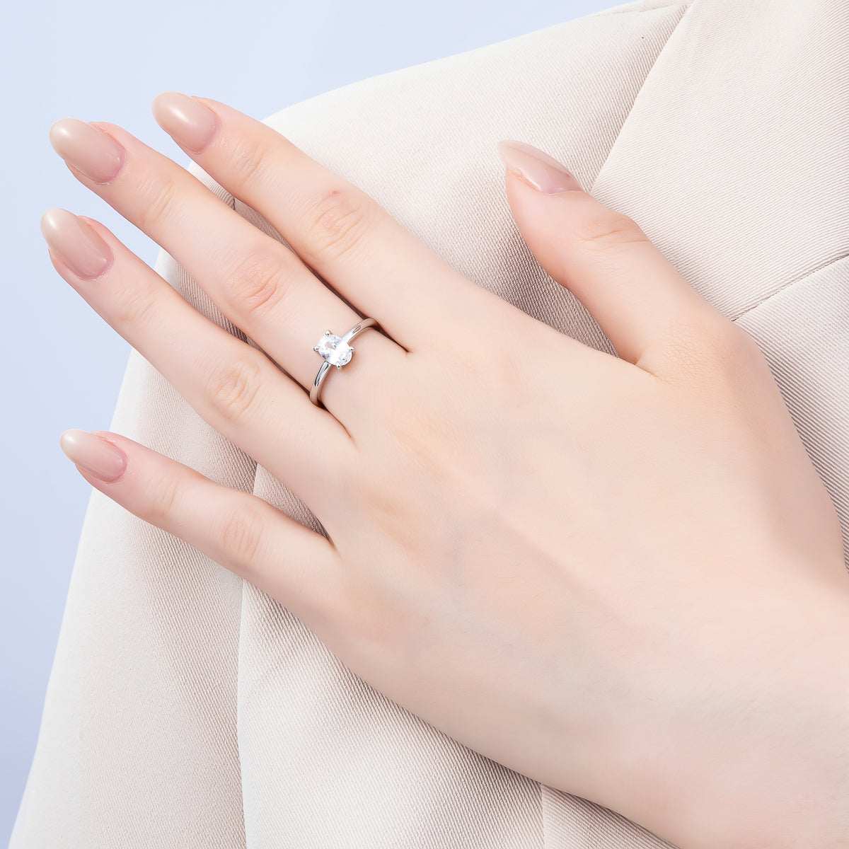 16K Gold Filled Clear Oval CZ Solitaire Adjustable Ring in Gold & Silver | Rings-00147 Rings-00148