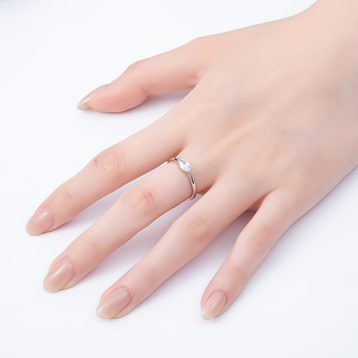 16K Gold Filled Clear CZ Marquise Mini Solitaire Adjustable Ring in Gold & Silver | Rings-00134 Rings-00135
