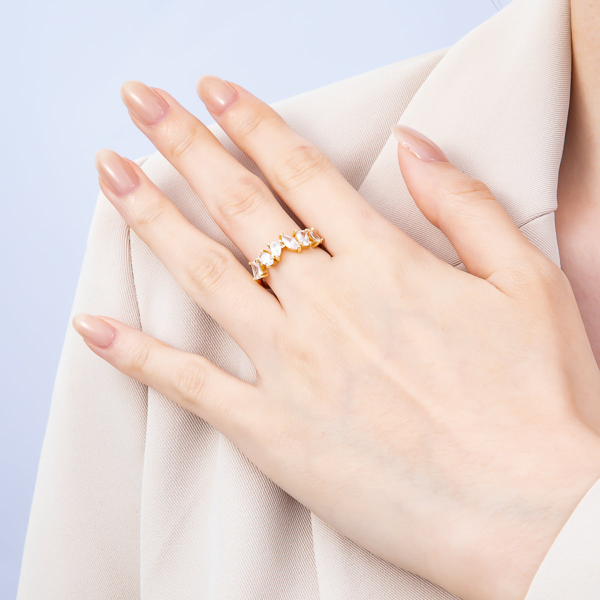 16K Gold Filled Clear CZ Multi Cluster Ring in Gold & Silver | Rings-00151 Rings-00152