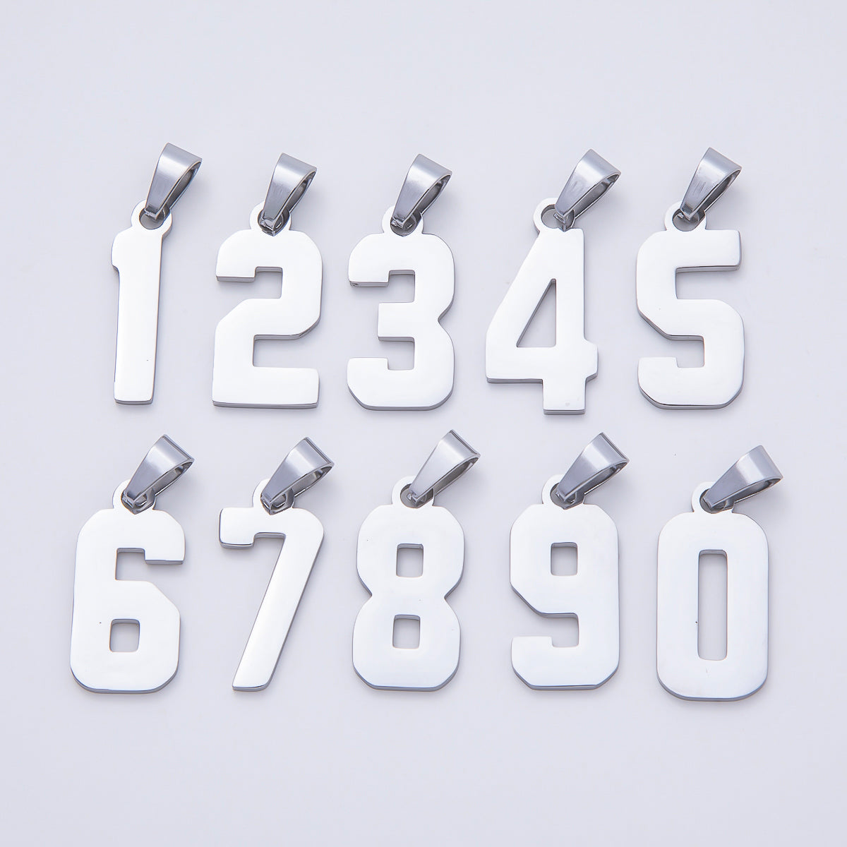 Stainless Steel 23mm Sport Jersey Varsity Number Pendant | Charms-00991 ~ Charms-01000