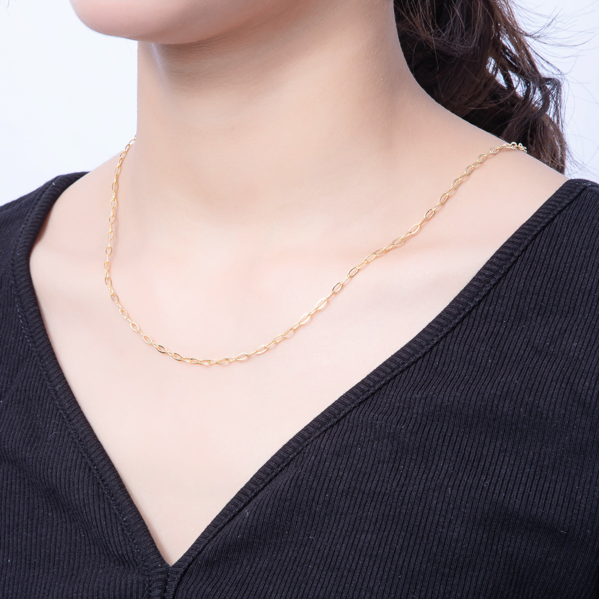 16K Gold Filled 2.5mm x 4.8mm Minimalist Paperclip Chain 18 Inch, 19.5 Inch Necklace w. Extender | WA-4066 WA-4067