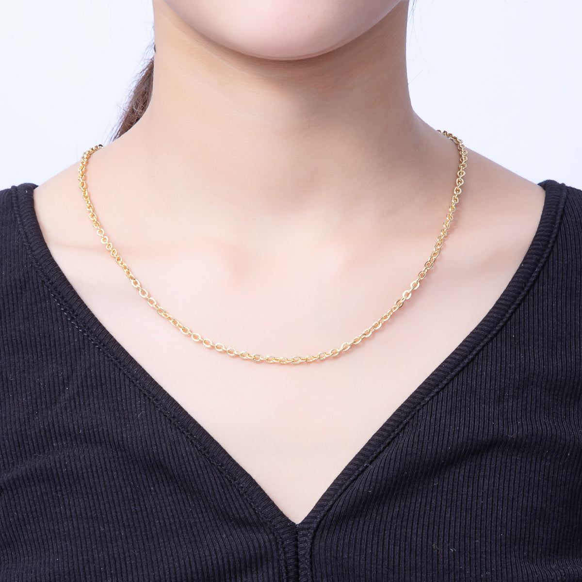 16K Gold Filled 4mm Ribbed Cable Chain 18 Inch, 19.5 Inch Necklace w. Extender | WA-4070 WA-4071