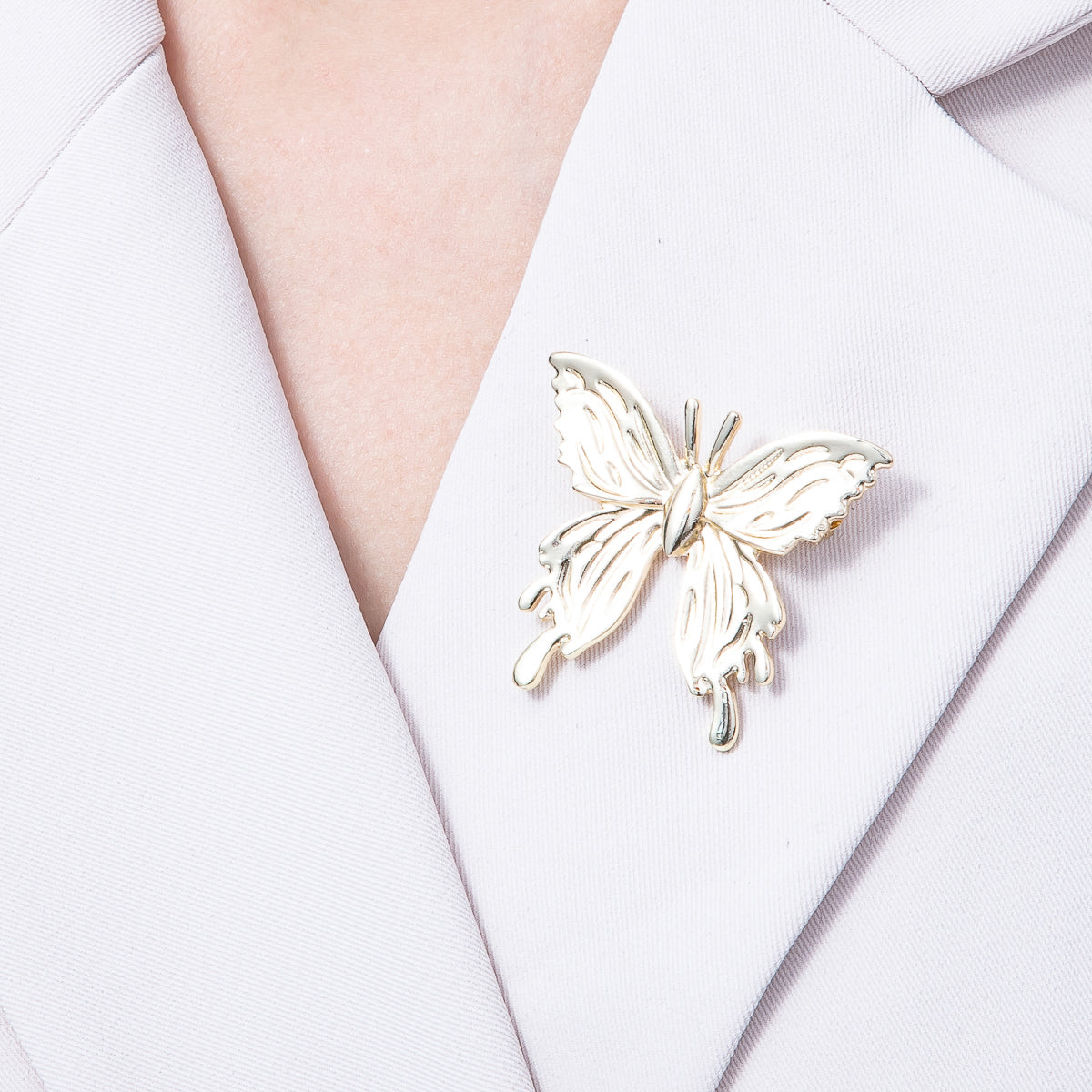 Gold 45mm x 41mm Minimalist Butterfly Insect Pin Brooch | BH-090