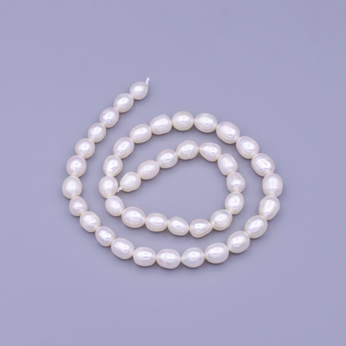 7mm White Rice Oval Freshwater Pearl Beads Strand Findings | WA - 01666 - DLUXCA