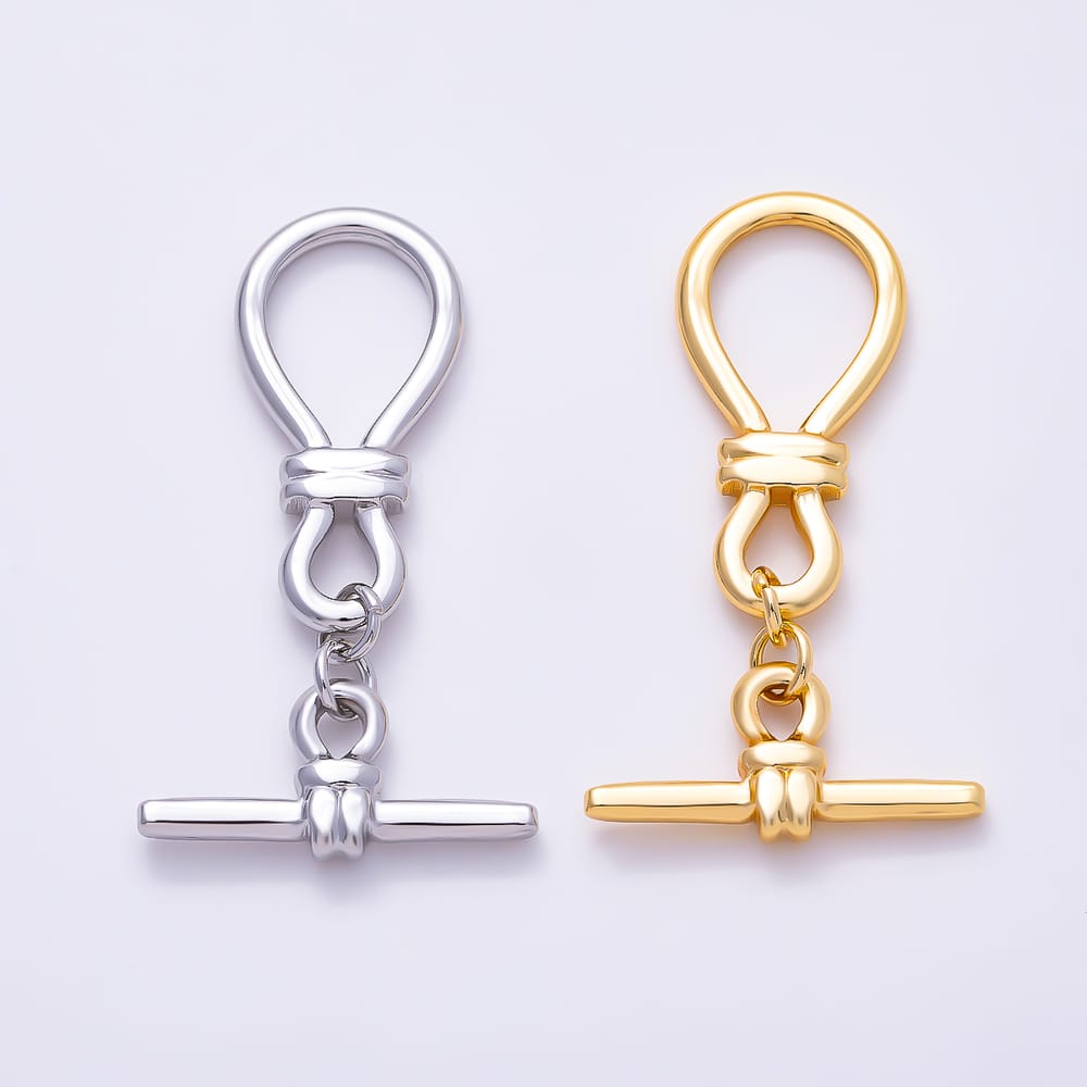16K Gold Filled 33mm Nautical Knot & Shackle OT Toggle Clasp Set | Findings-00587 - Findings-00588