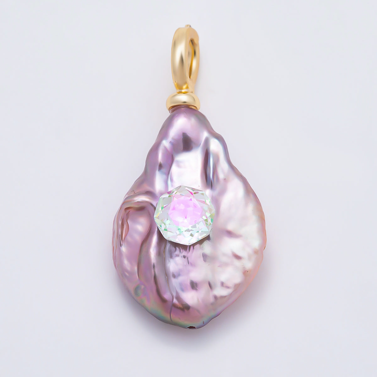 18K Gold Filled 30mm Purple Baroque Freshwater Pearl Pendant | Charms-01570