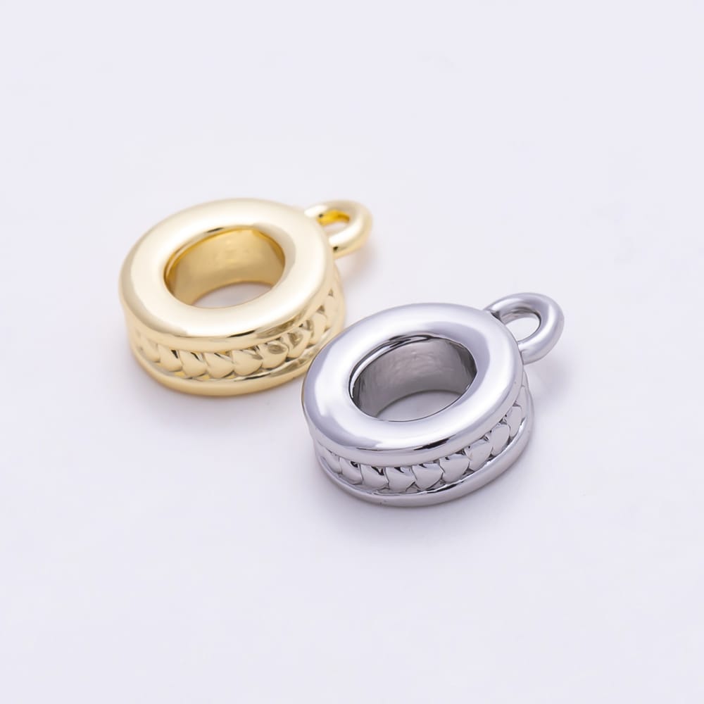 16K Gold Filled 9.5mm Braided Lined Drop Rondelle Bail Findings in Gold & Silver | Findings-00668 Findings-00669