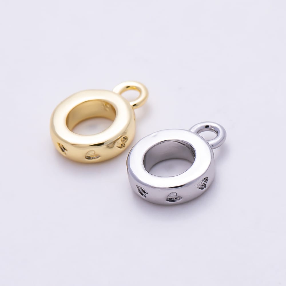 16K Gold Filled 10mm Heart Minimalist Rondelle Drop Bail Findings in Gold & Silver | Findings-00670 Findings-00671