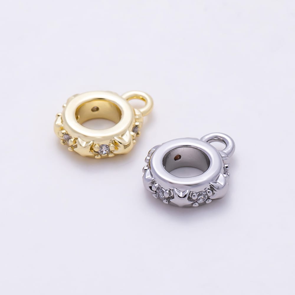 16K Gold Filled 9.5mm Celestial Star Minimalist Drop Rondelle Bail Findings in Gold & Silver | Findings-00644 Findings-00645