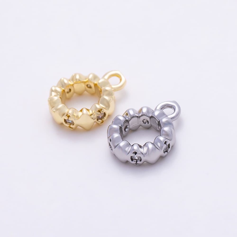 16K Gold Filled 10mm Clear CZ Marquise Geometric Molten Rondelle Bail Findings in Gold & Silver | Findings-00642 Findings-00643