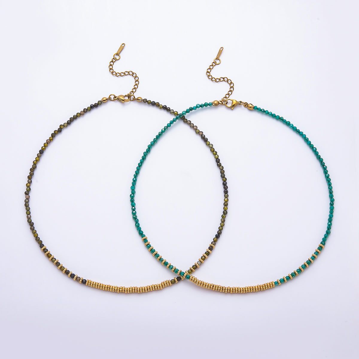 Handmade 4mm Turquoise, Garnet, Aventurine, Onyx, Peridot Multifaceted Gemstone Chain 16 Inch Necklace| WA-00115 - WA-00119
