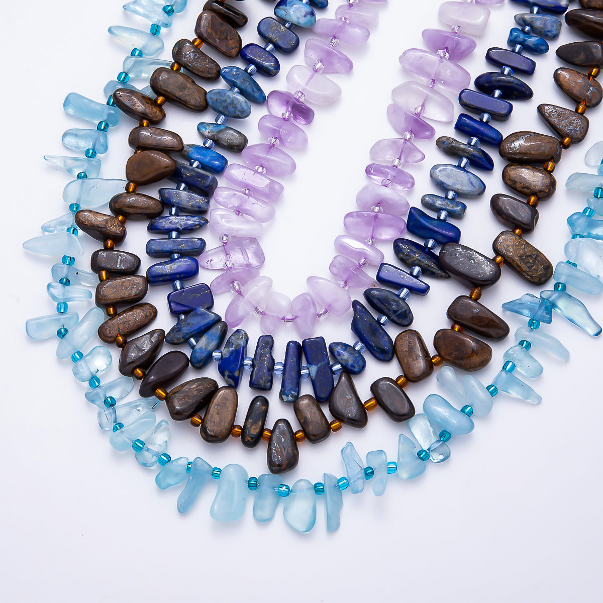 3mm Amethyst, Lapis Lazuli, Amethyst, Jasper Pebble Stick Natural Gemstone Strand Finding | WA-00240 ~ WA-00245