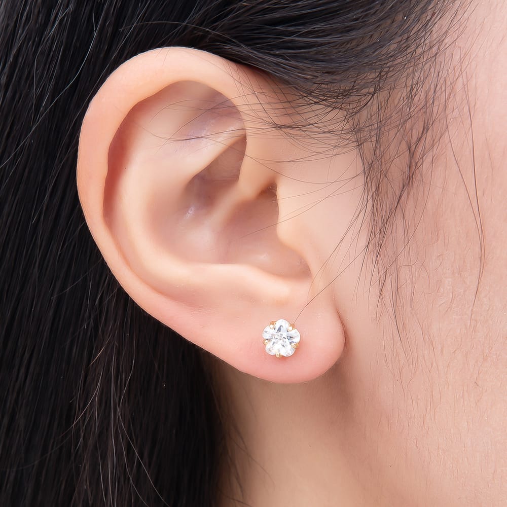 14K Gold Filled 6mm Clear CZ Ice Cut Star Prong Solitaire Stud Earrings | Earrings-01193