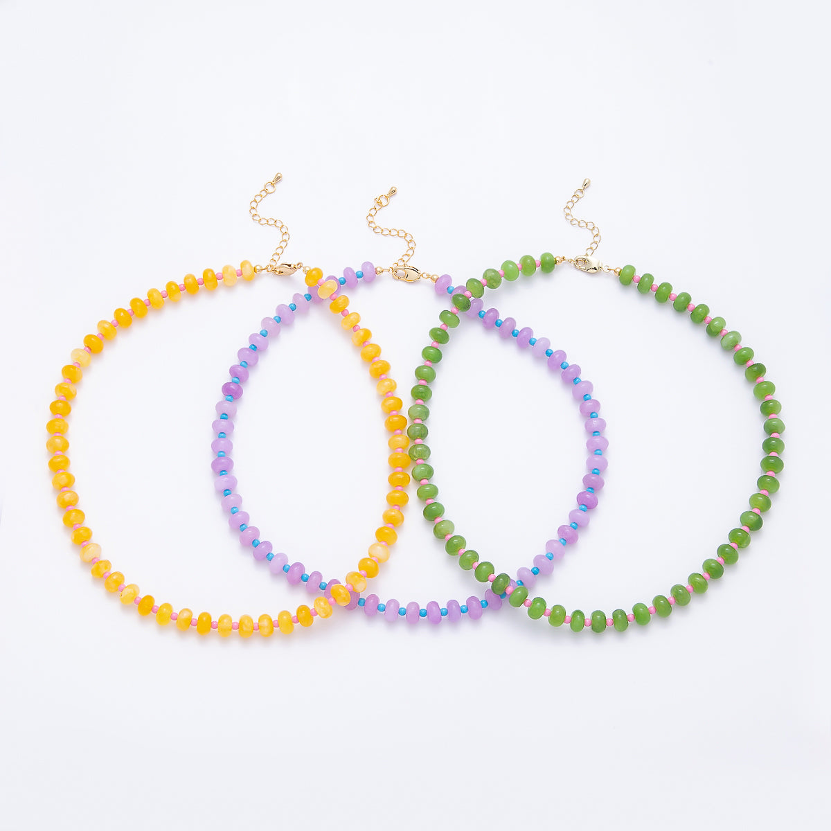 18K Gold Filled 3mm Multicolor Spacer Rondelle Gemstone 16.5 Inch Choker Necklace | WA-00295