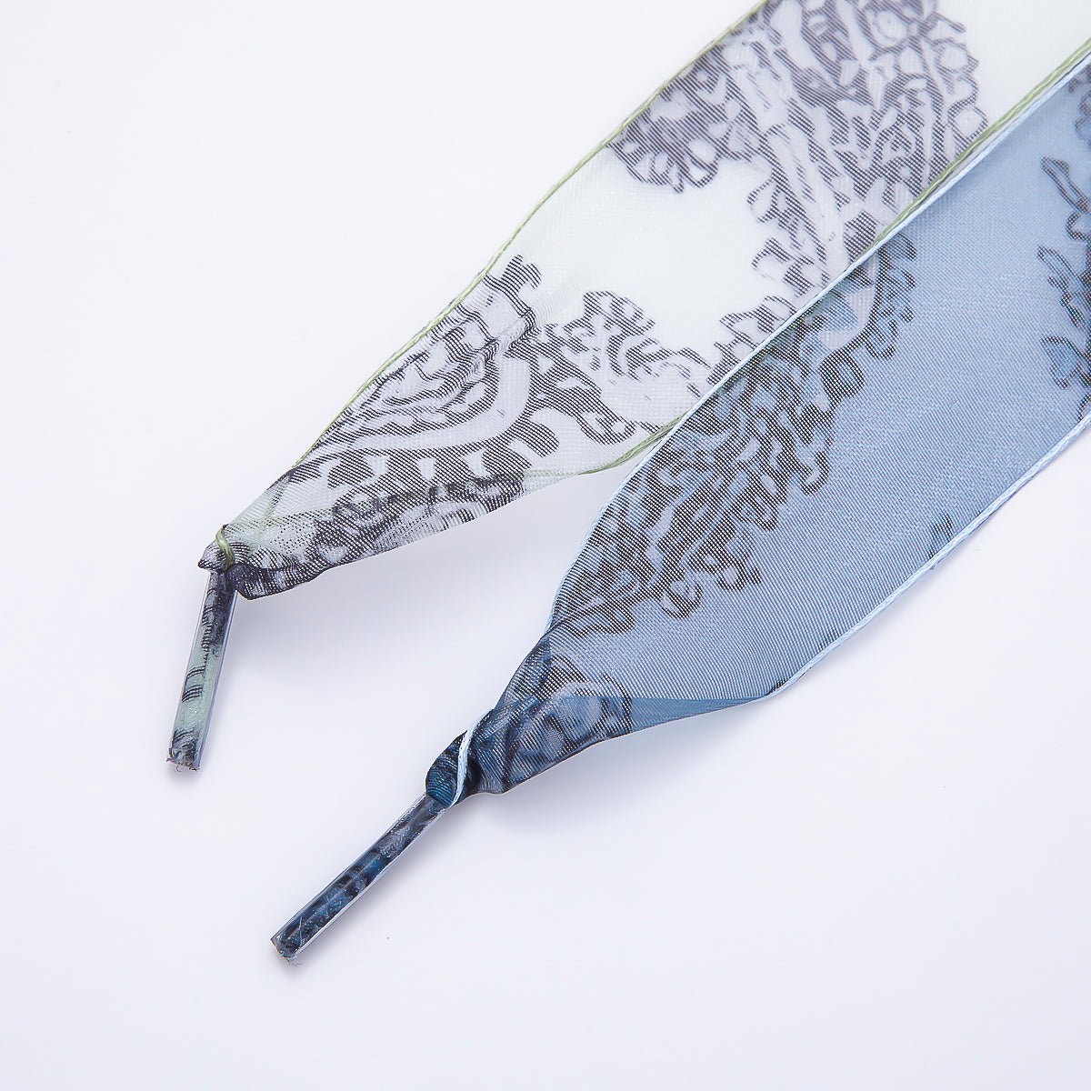 Blue, Green Organza Paisley 55 Inch Sheer Chiffon Ribbon Fabric Shoelace Accessories | WB-00352 - WB-00353