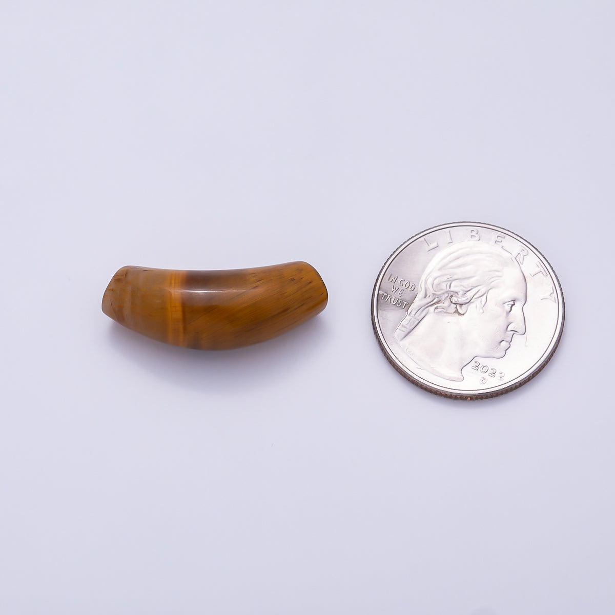 28mm x 12mm Tiger Eye, Aventurine Gemstone Slide Curved Tube Pendant | Beads-00529 Beads-00530