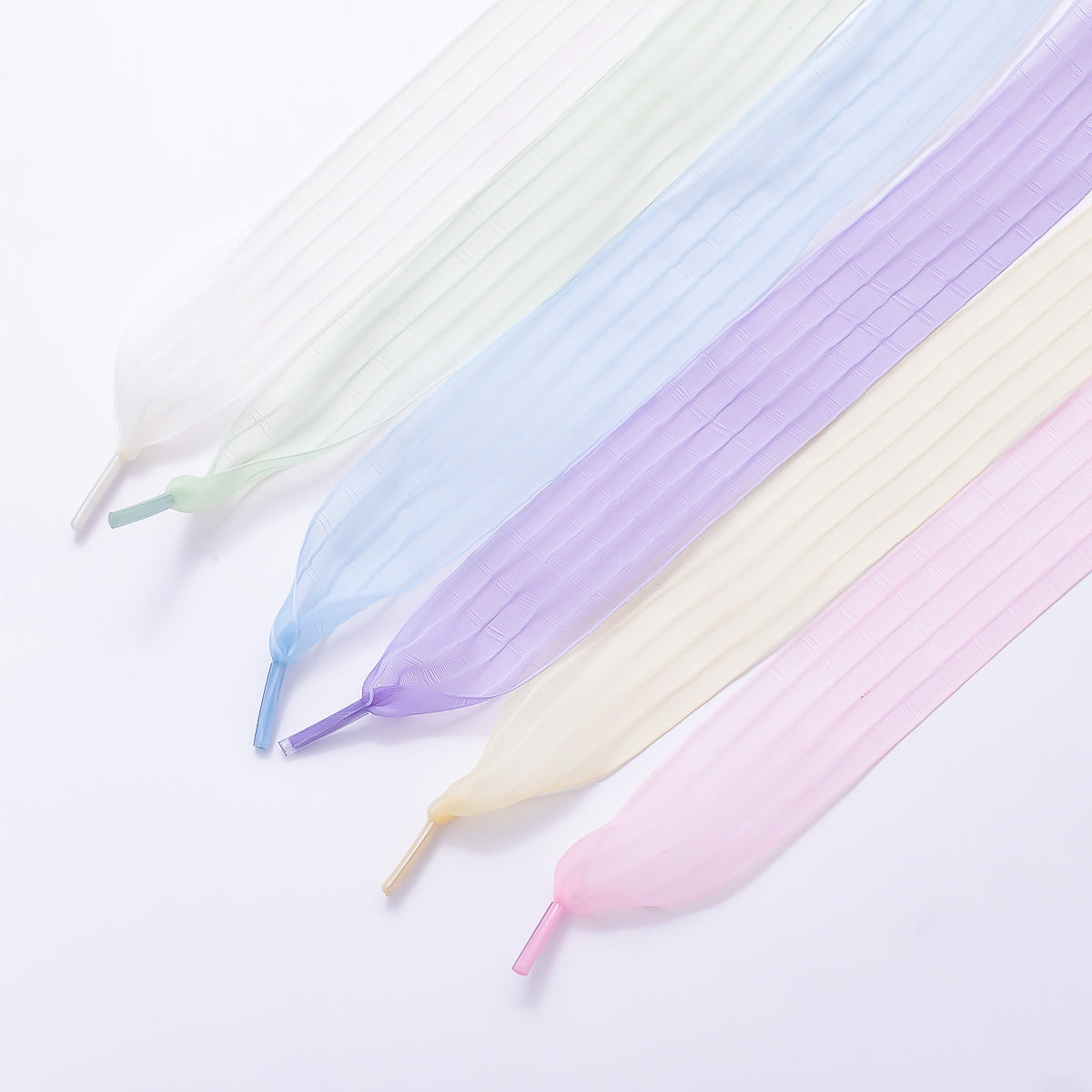 Yellow, Pink, Blue, Purple, Beige, Green Stripe Ribbon Shoelace Accessories | WB-00364 ~ WB-00369