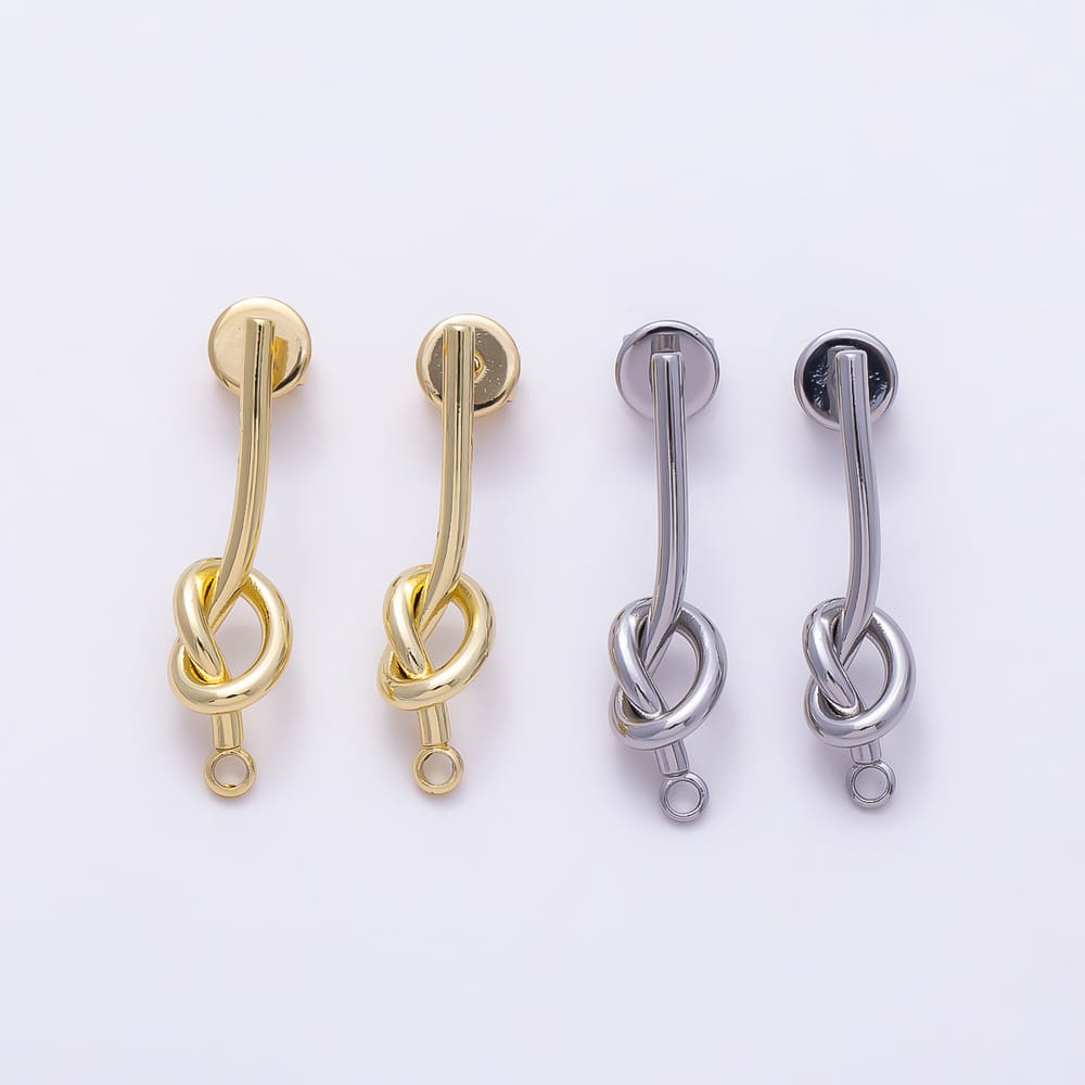 16K Gold Filled 27mm Knot Knot Loop Drop Stud Earring Findings in Gold & Silver | Findings-00623 Findings-00624