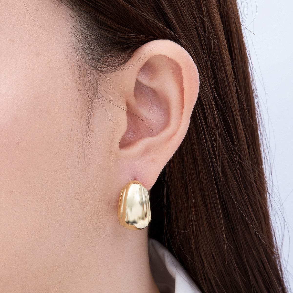 16K Gold Filled 22mm Minimalist Lined J-Shaped Hoop | Earrings-00724
