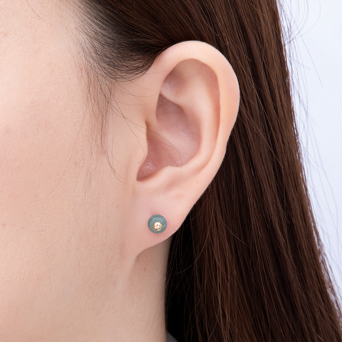 18K Gold Filled 6mm Green Aventurine Gemstone Round Stud | Earrings-00706