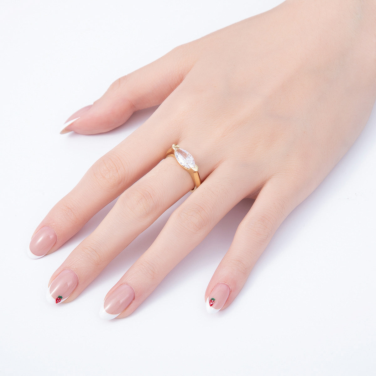16K Gold Filled Clear CZ Marquise Prong Ring in Gold & Silver | Rings-00297 Rings-00298
