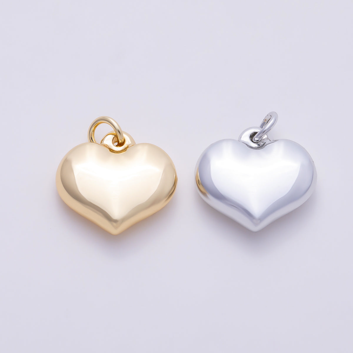 Stainless Steel PVD 15mm Minimalist Chubby Heart Charm in Gold & Silver | Charms-01578 Charms-01579