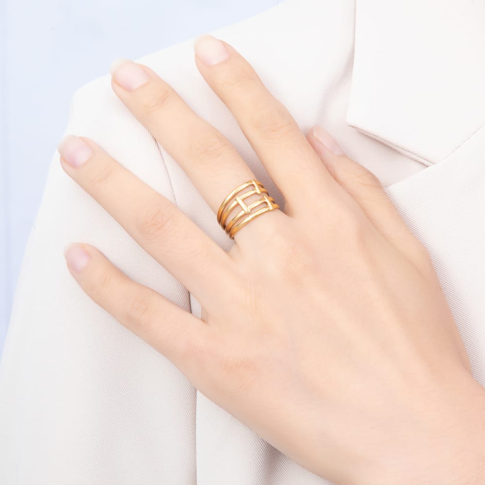 16K Gold Filled Minimalist Molten Multiple Band Ring in Gold & Silver | Rings-00431 Rings-00432