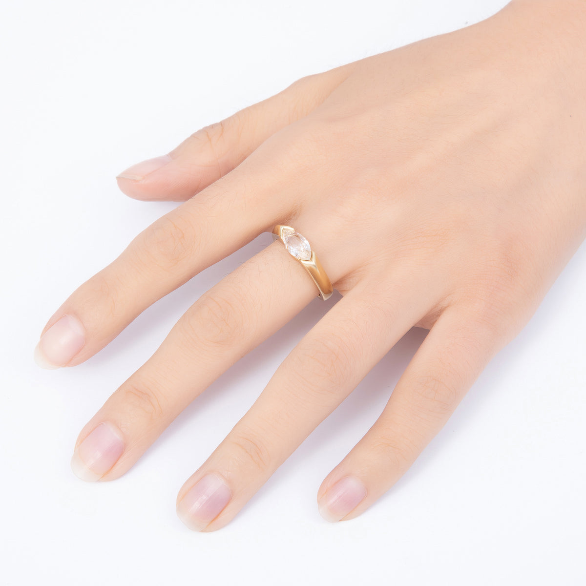 16K Gold Filled Clear CZ Marquise Solitaire Ring in Gold & Silver | Rings-00404 Rings-00405