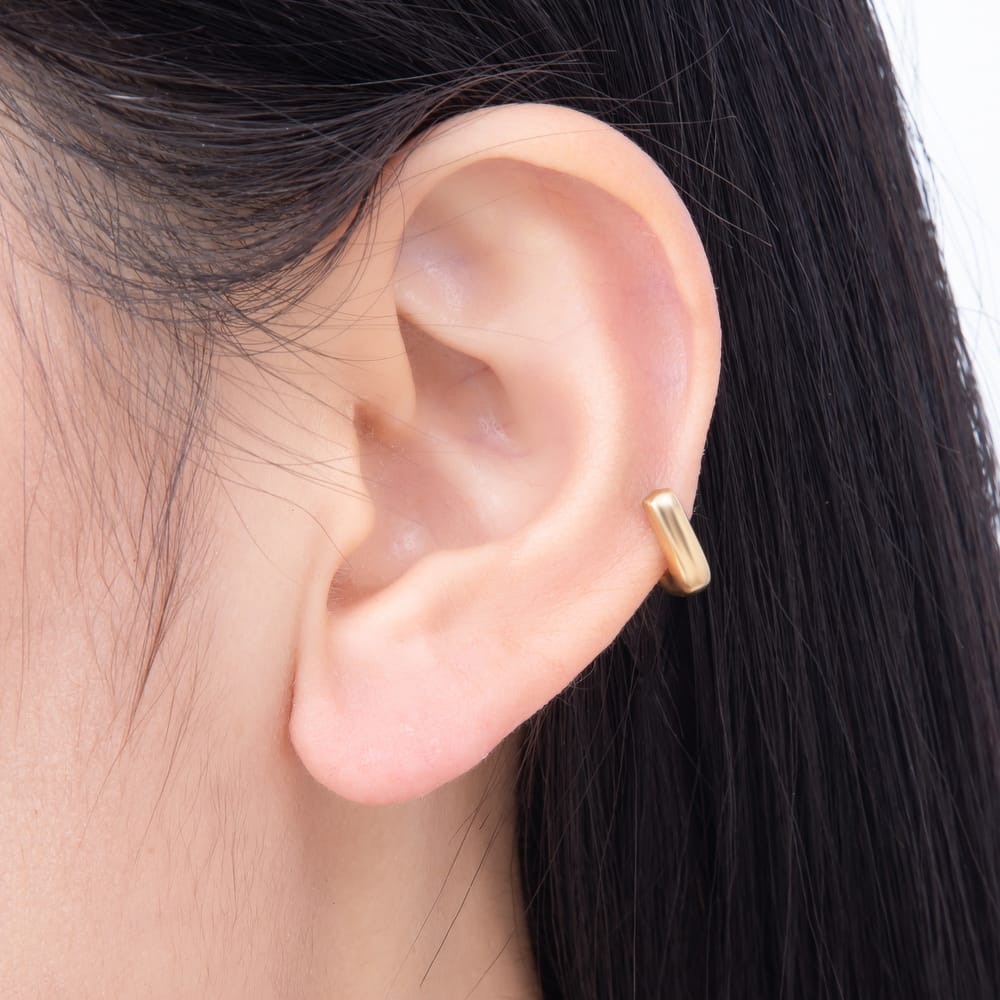Stainless Steel PVD 14mm Minimalist Square Cartilage J-Shaped Hoop Earrings | Earrings-01177