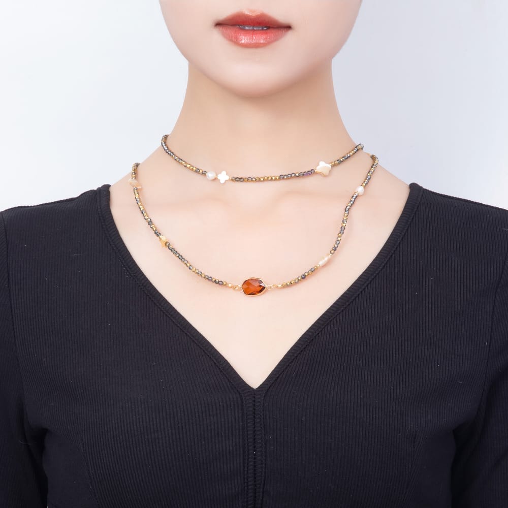 Stainless Steel 12mm Grey Labradorite Multifaceted Round Crystal Gemstone Chain 40 Inch Necklace | WA-01191