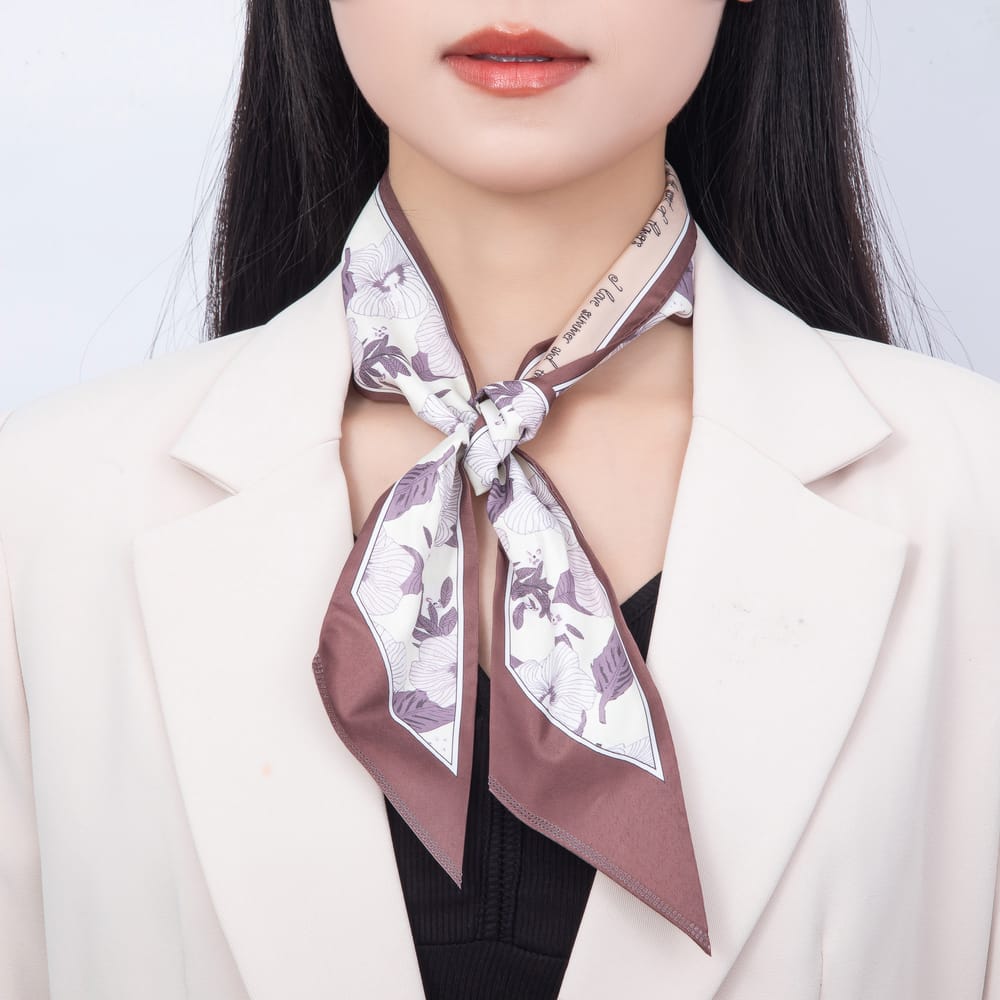 Floral & Patterned Printed Satin Twill Ribbon Scarf Necklace | WA-00549 - WA-00555