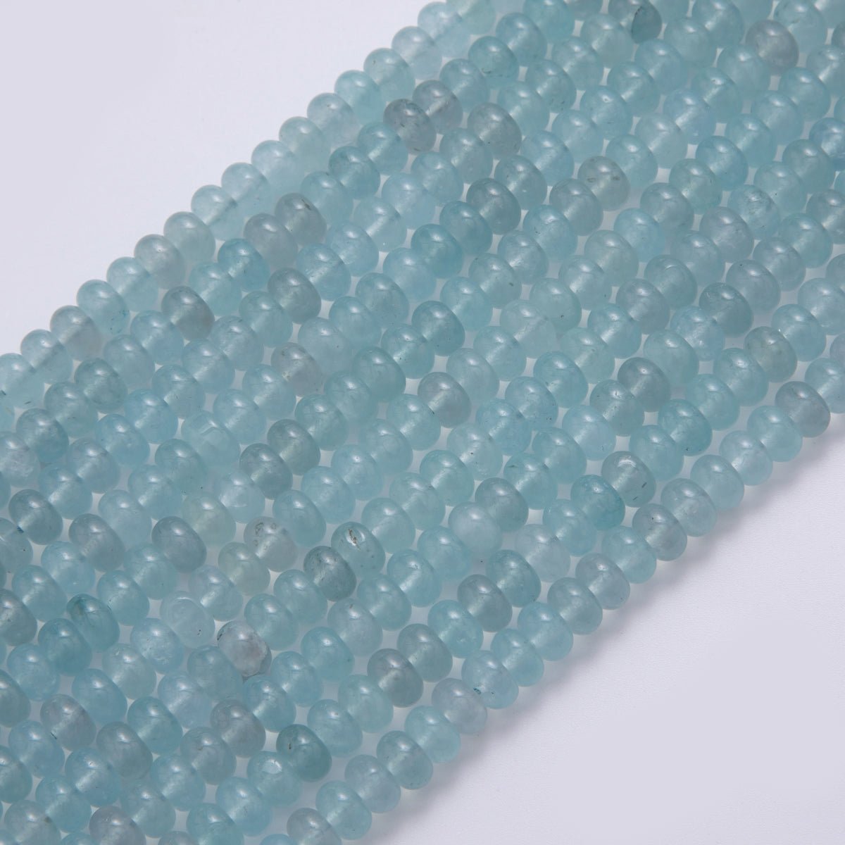 8mm Blue Aquamarine Rondelle Natural Gemstone Bead Strand Finding | WA - 904 - DLUXCA
