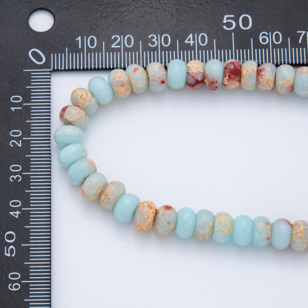 8mm Blue Turquoise Rondelle Natural Gemstone Round Bead Strand Finding | WA - 3281 - DLUXCA