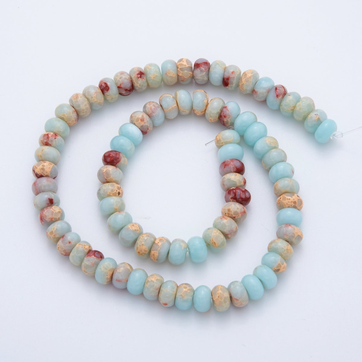 8mm Blue Turquoise Rondelle Natural Gemstone Round Bead Strand Finding | WA - 3281 - DLUXCA