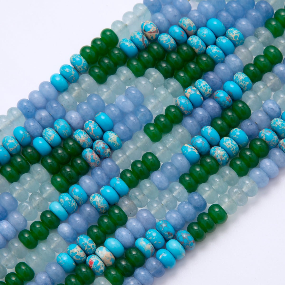 8mm Gradient Blue - Green Rondelle Natural Gemstone Bead Strand Finding | WA - 961 - DLUXCA
