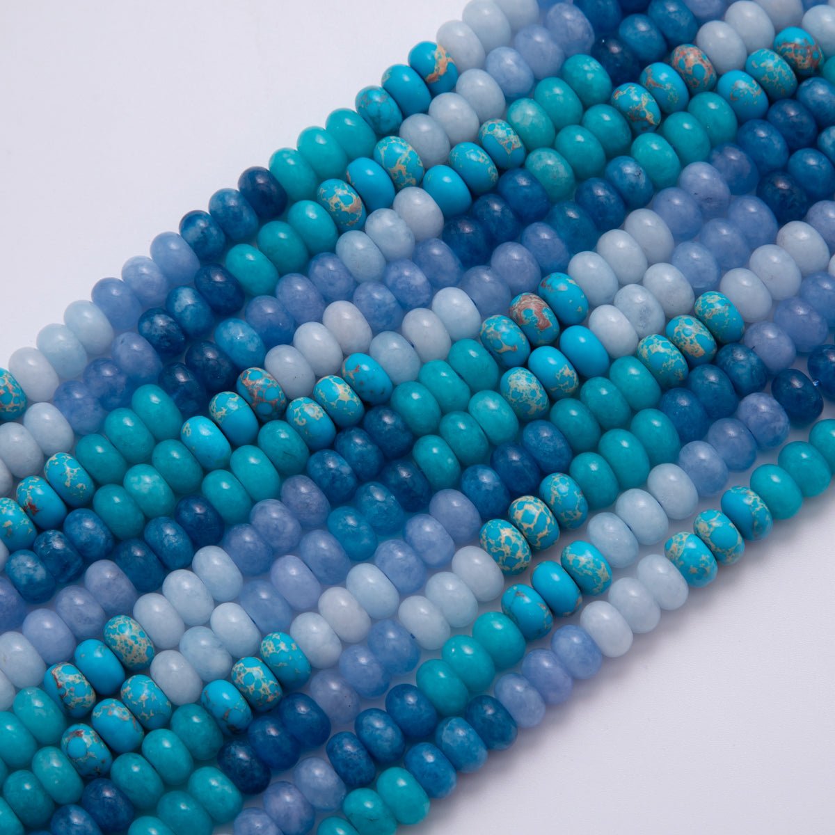 8mm Gradient Blue Rondelle Natural Gemstone Bead Strand Finding | WA - 983 - DLUXCA