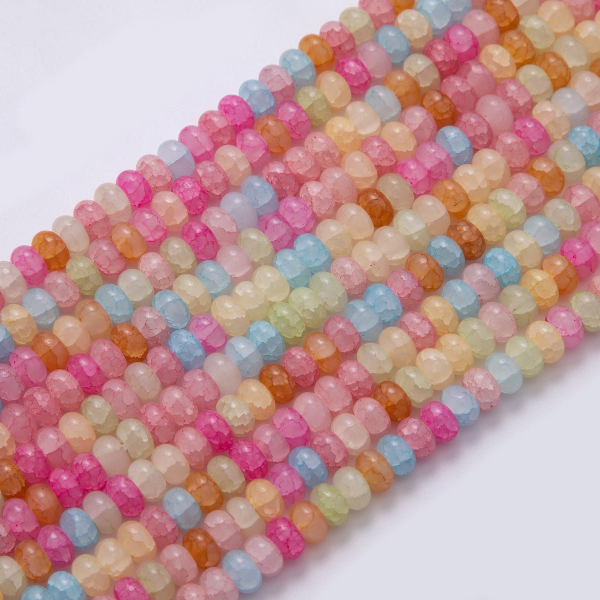 8mm Gradient Light Multicolor Quartz Rondelle Natural Gemstone Bead Strand Finding | WA - 910 - DLUXCA