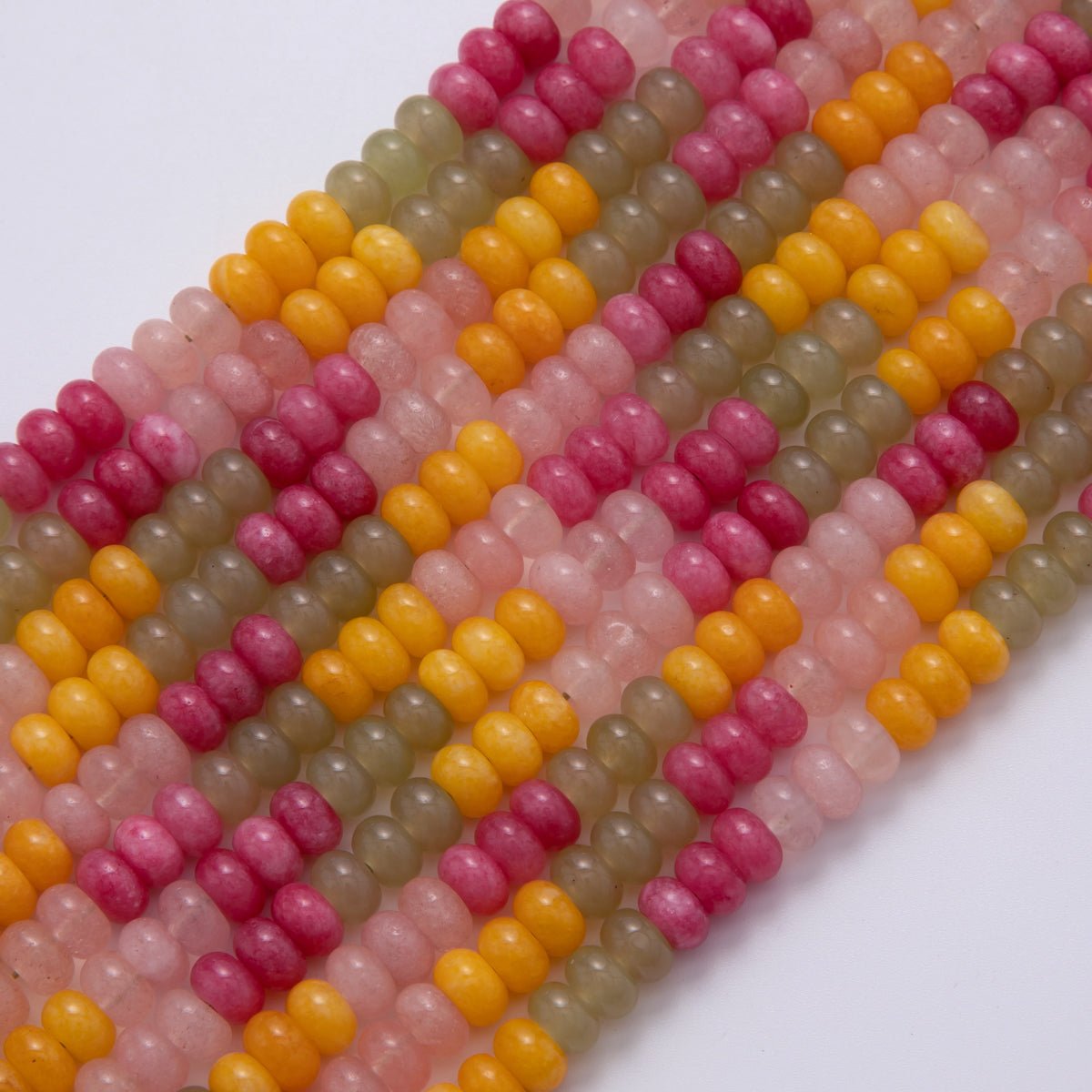 8mm Gradient Pink - Red - Green - Yellow Rondelle Natural Gemstone Bead Strand Finding | WA - 992 - DLUXCA