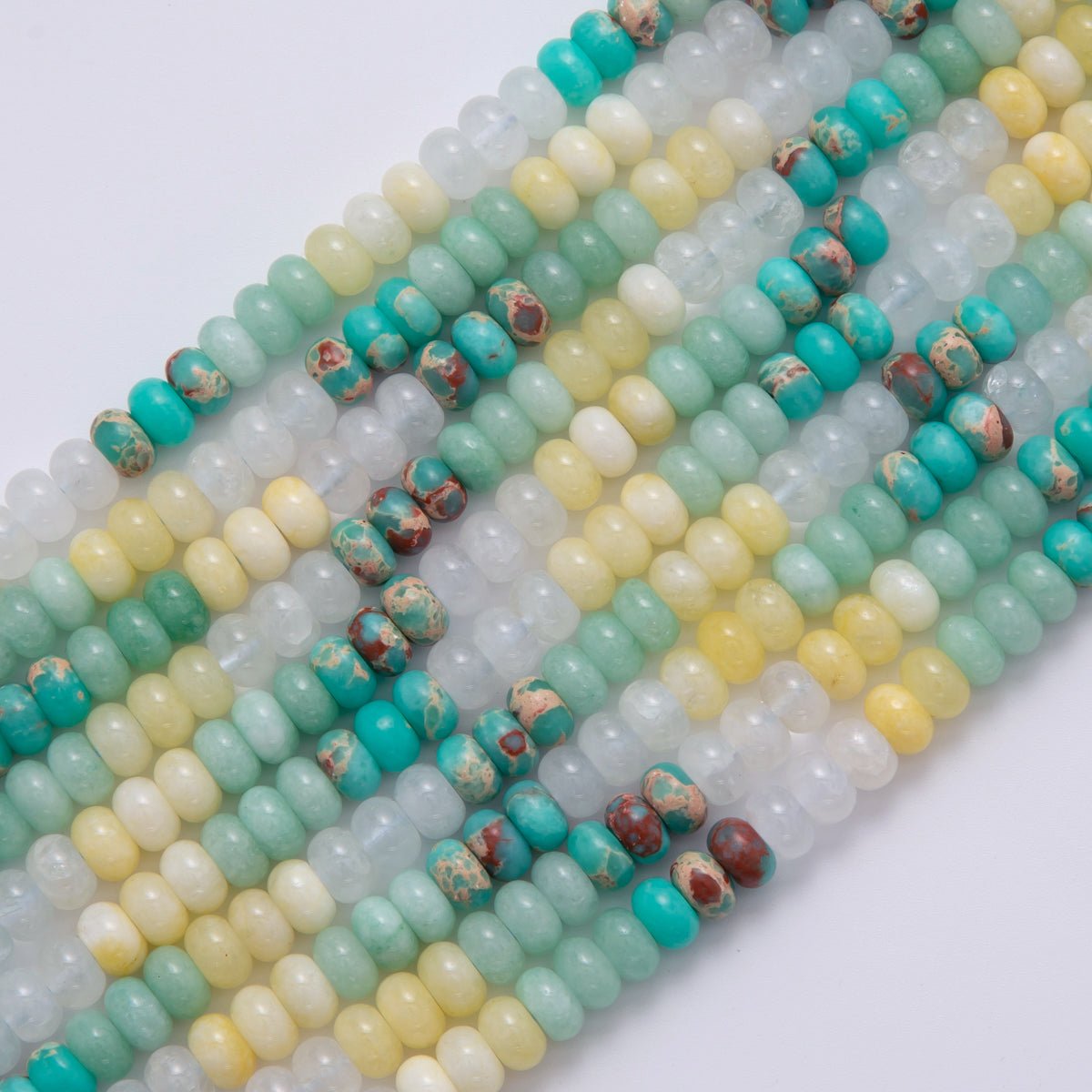8mm Gradient Yellow - Clear - Green - Turquoise Rondelle Natural Gemstone Bead Strand Finding | WA - 1065 - DLUXCA