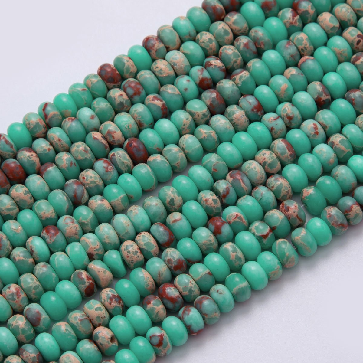 8mm Green Teal Turquoise Rondelle Natural Gemstone Bead Strand Finding | WA - 401 - DLUXCA